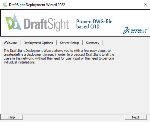 1. DraftSight Deployment Wizard 2022_Welcome page