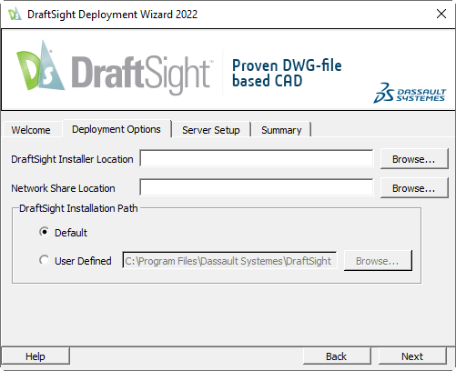 2. DraftSight Deployment Wizard 2022_Deployment Options page