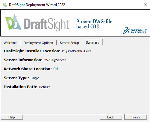 9. DraftSight Deployment Wizard 2022_Summary page