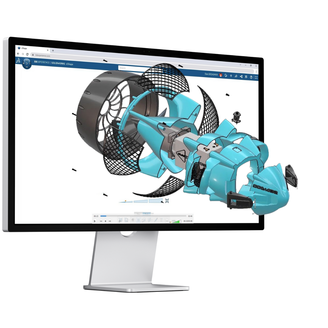 3DEXPERIENCE on premise 3D CAD model on computer