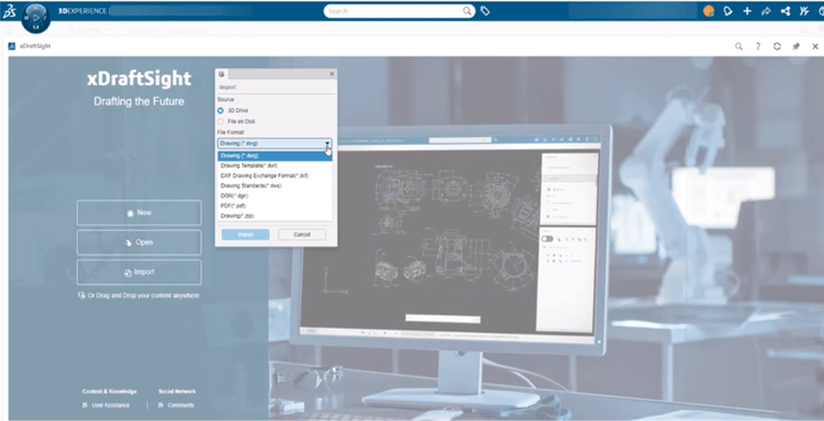 xDraftSight scherm openen via DraftSight Creator rol op het 3DEXPERIENCE Platform - ook voor .dwg beheren