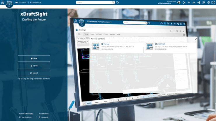 2D CAD scherm 3DEXPERIENCE Drafting the future met xDraftSight