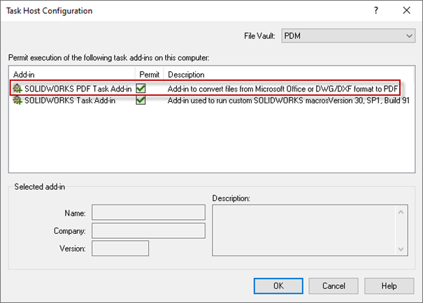 SOLIDWORKS PDF Task Add-in for PDM