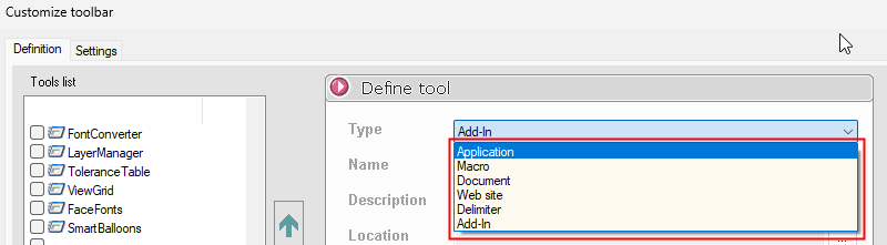 Types CustomToolbar