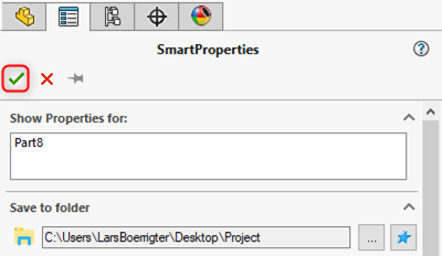 solidworks smart properties selection